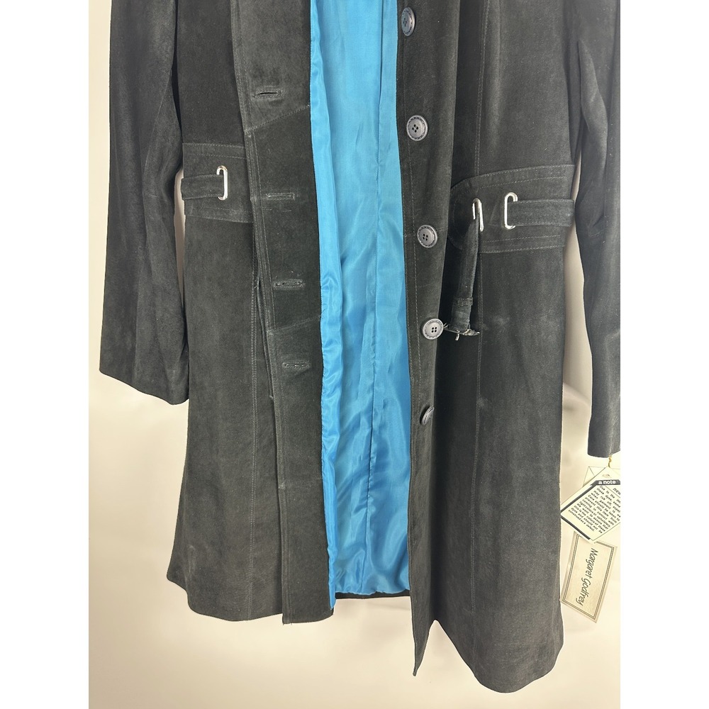 Vtg Margaret Godfrey x Bloomingdale's Suede Leather Belted Trench Coat Womens 14 - Picture 6 of 16